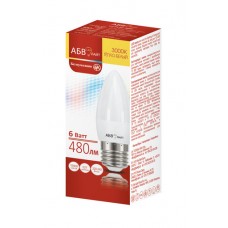 Лампа светодиодная АБВ LED лайт Свеча С37 6W E27 3000К