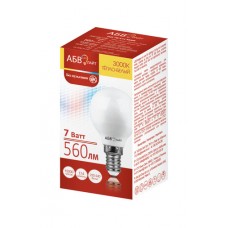 Лампа светодиодная АБВ LED лайт Шарик G45 7W E14 3000К