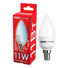 Лампа светодиодная HOME ELECTRIC Свеча 11W Е14 230v 6500K