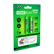 Аккумулятор литий-ионный HOME ELECTRIC Professional АА 800 mWh 1,5V USB 2BL