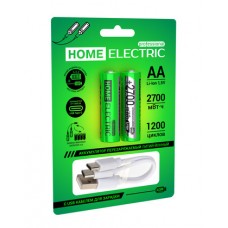 Аккумулятор литий-ионный HOME ELECTRIC Professional АА 2700 mWh 1,5V USB 2BL