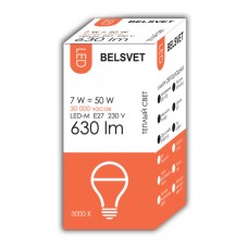 Лампа светодиодная BELSVET LED-M A60 7 W 3000 K E27 (Груша)