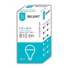 Лампа светодиодная BELSVET LED-M A60 9 W 4000 K E27 (Груша)