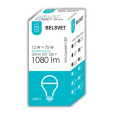 Лампа светодиодная BELSVET LED-M A60 12 W 4000 K E27 (Груша)