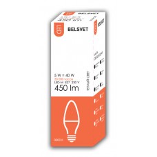 Лампа светодиодная BELSVET LED-М C37 5W 3000 К E27 (свеча)
