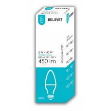 Лампа светодиодная BELSVET LED-М C37 5W 4000 К E27 (свеча)