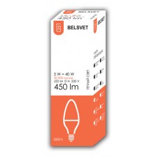 Лампа светодиодная BELSVET LED-М C37 5W 3000 К E14 (свеча)