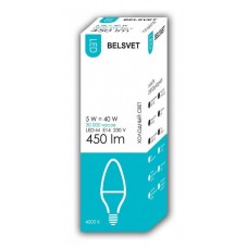 Лампа светодиодная BELSVET LED-М C37 5W 4000 К E14 (свеча)