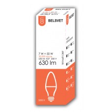 Лампа светодиодная BELSVET LED-М C37 7W 3000 К E27 (свеча)