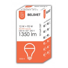 Лампа светодиодная BELSVET LED-M A65 15 W 3000 K E27 (Груша)