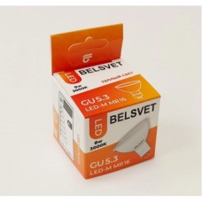 Лампа светодиодная BELSVET LED MR16 220V 8W GU5.3 3000K красочная